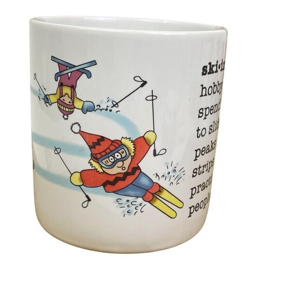 VTG Russ Funny Snow Skiing Definition Winter Humor Funny Cartoon Coffee Mug - Picture 2 of 11